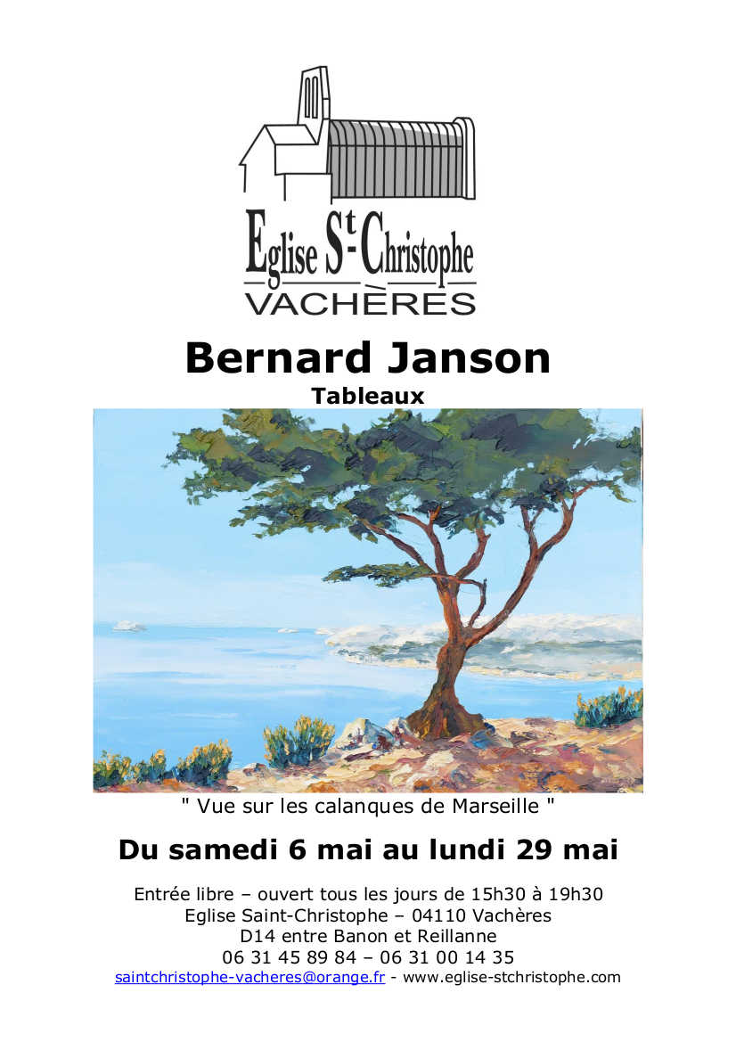 affiche de l'expositon de peinture au couteau de l'artiste peintre Bernard Janson