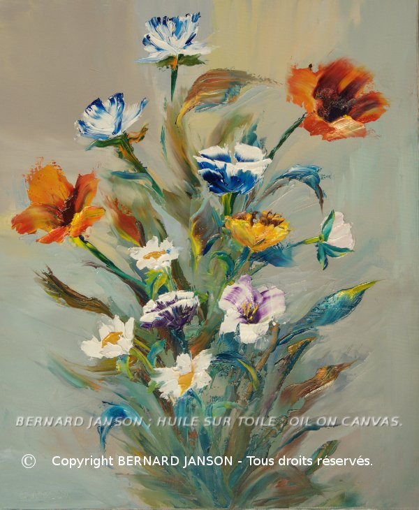 tableaux de peintures en huile au couteau bouquet de fleurs des champs