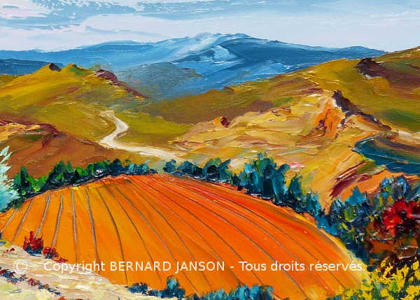 paysage typique de la campagne provençale en peinture moderne