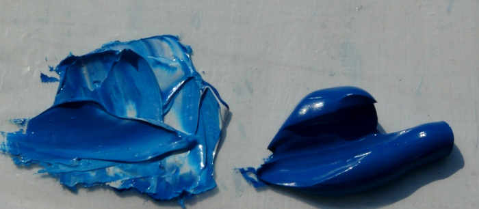 technique peinture au couteau couleur bleu de ceruleum 