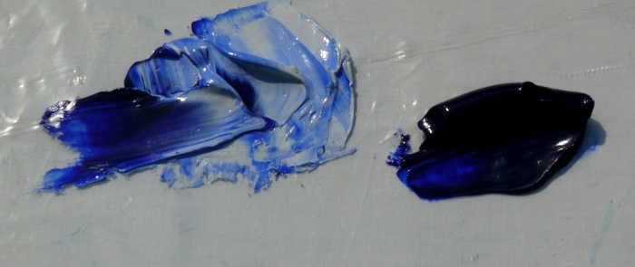 technique peinture au couteau couleur bleu outremer 