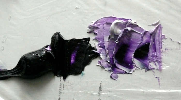technique peinture au couteau couleur violet